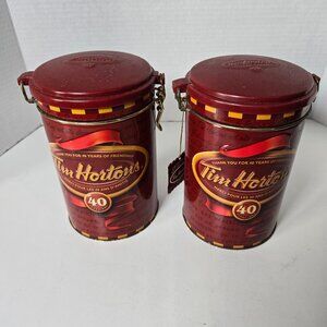 2 Tim Hortons Metal Canisters.